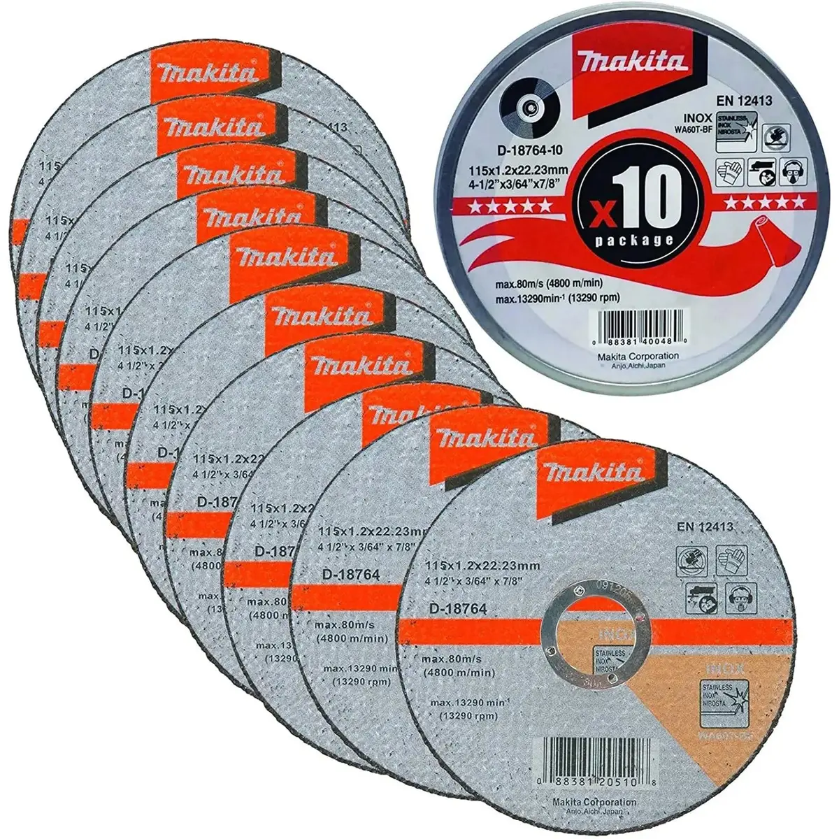 Makita Cutting Slitting Disc Angle Grinder Aluminium Weld 115 X 1.2Mm 10Pc Tin 1