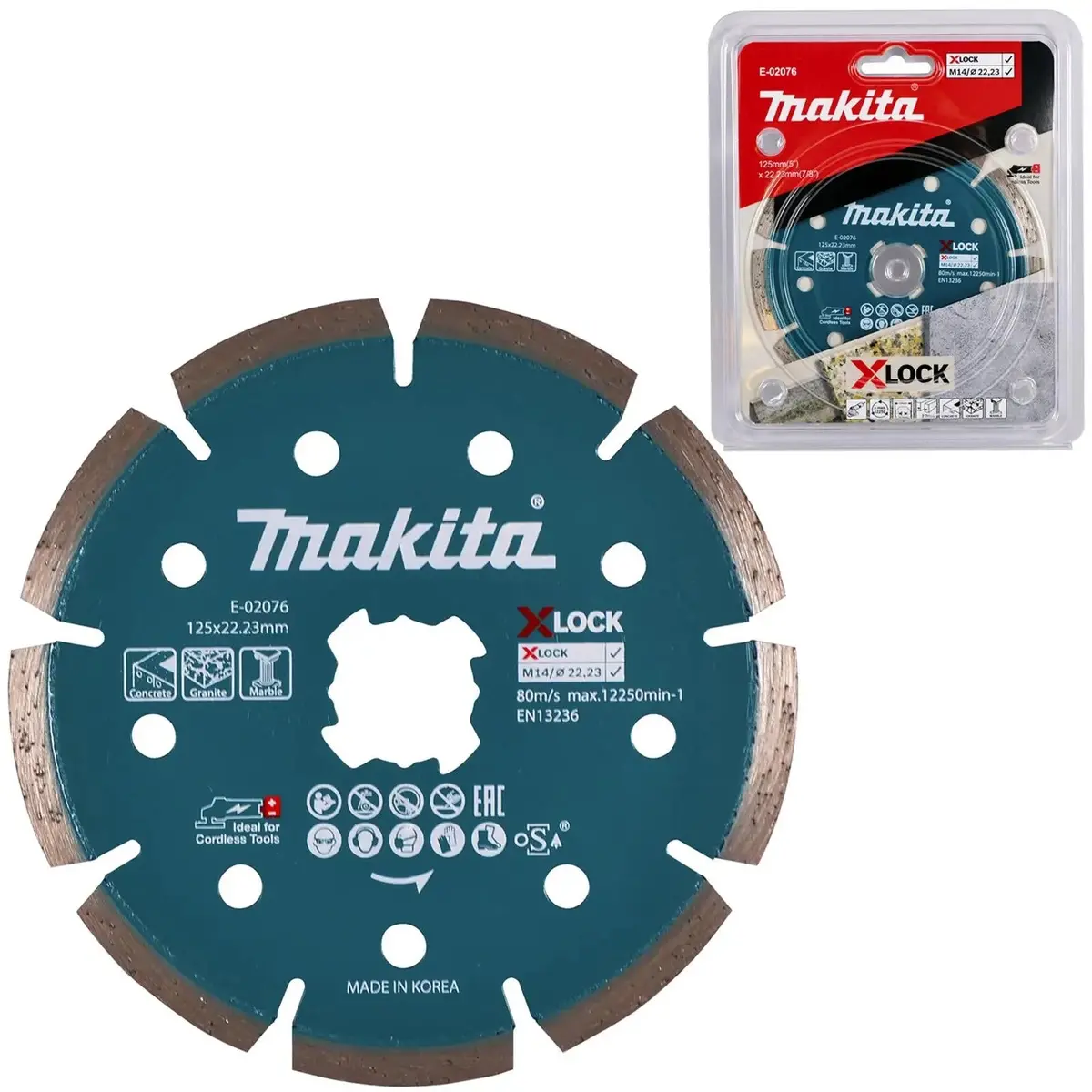 Makita Diamond Cutting Disc Wheel 125Mm X-Lock For Concrete Granite Marble E-02076 1