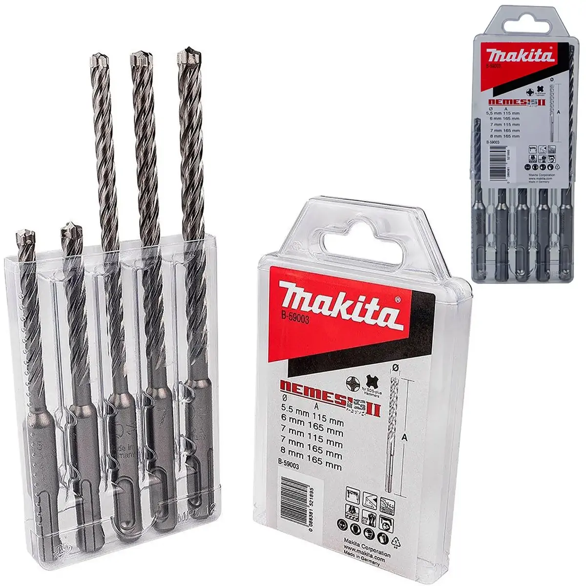 Makita Drill Bit Set Nemesis Ii Sds+ Plus 5.5-8Mm Stone Concrete Brick 1