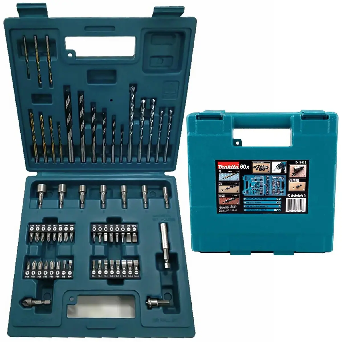 Makita Drill Screwdriver Bit Set Carry Case Wood Masonry Metal Hss 60Pc 1