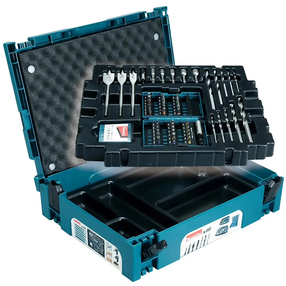 Makita Drill Screwdriver Bit Set Makpac Case Tool Box Hss Wood Phillips Pozi Slotted Torx 66Pc 1