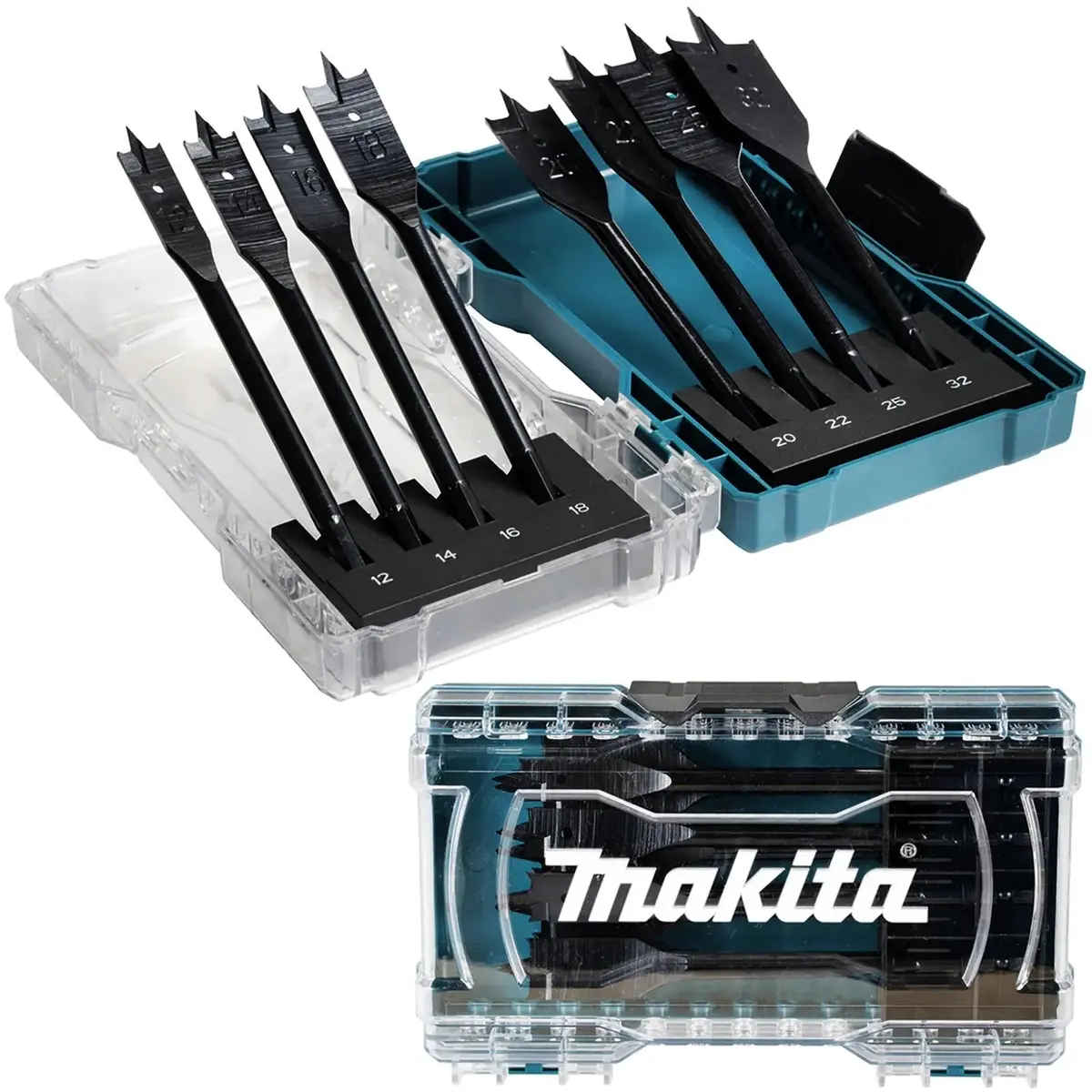 Makita Flat Wood Drill Bit Set 1/4" Hex Shank 12-32Mm 1