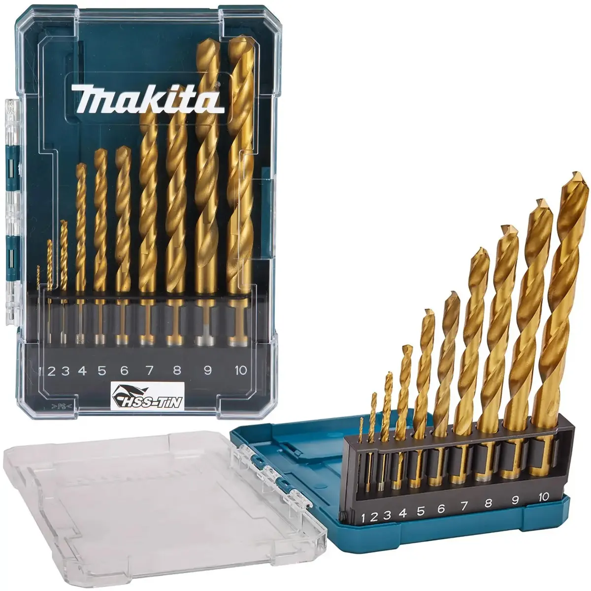 Makita Hss Tin Drill Bit Set Steel Metal Wood Iron Titanium Nitride 1-10Mm 10Pc 1