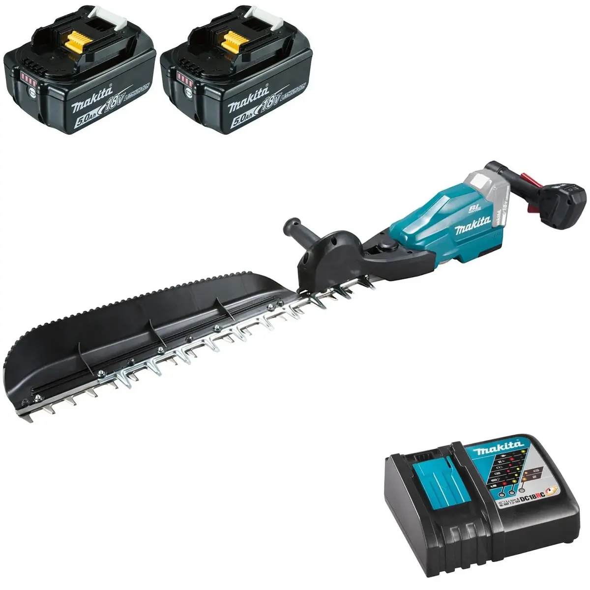 Makita Hedge Trimmer Kit 60Cm 18V Lxt Li-Ion Brushless Cordless 2 X 5Ah Battery And Charger Garden Bush Cutter Cutting Duh604srt 1