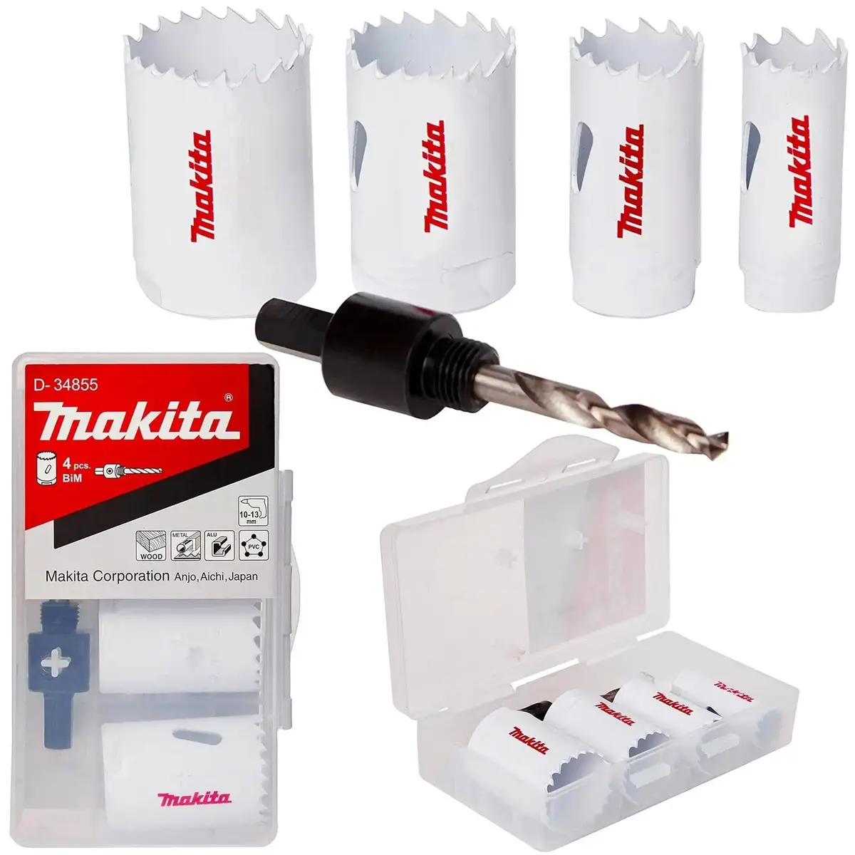Makita Holsesaw Kit Small Bi-Metal 5 Pieces 20-35Mm And Arbor In Case D-34855 1