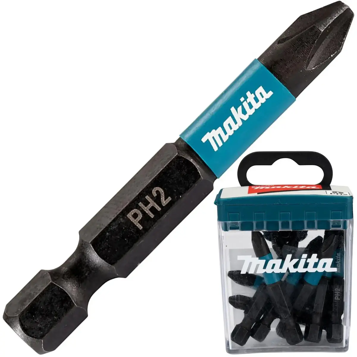 Makita Impact Screwdriver Bits Black Phillips Ph2 X 50Mm 10 Piece Set Tic Tac Box E-12407 1