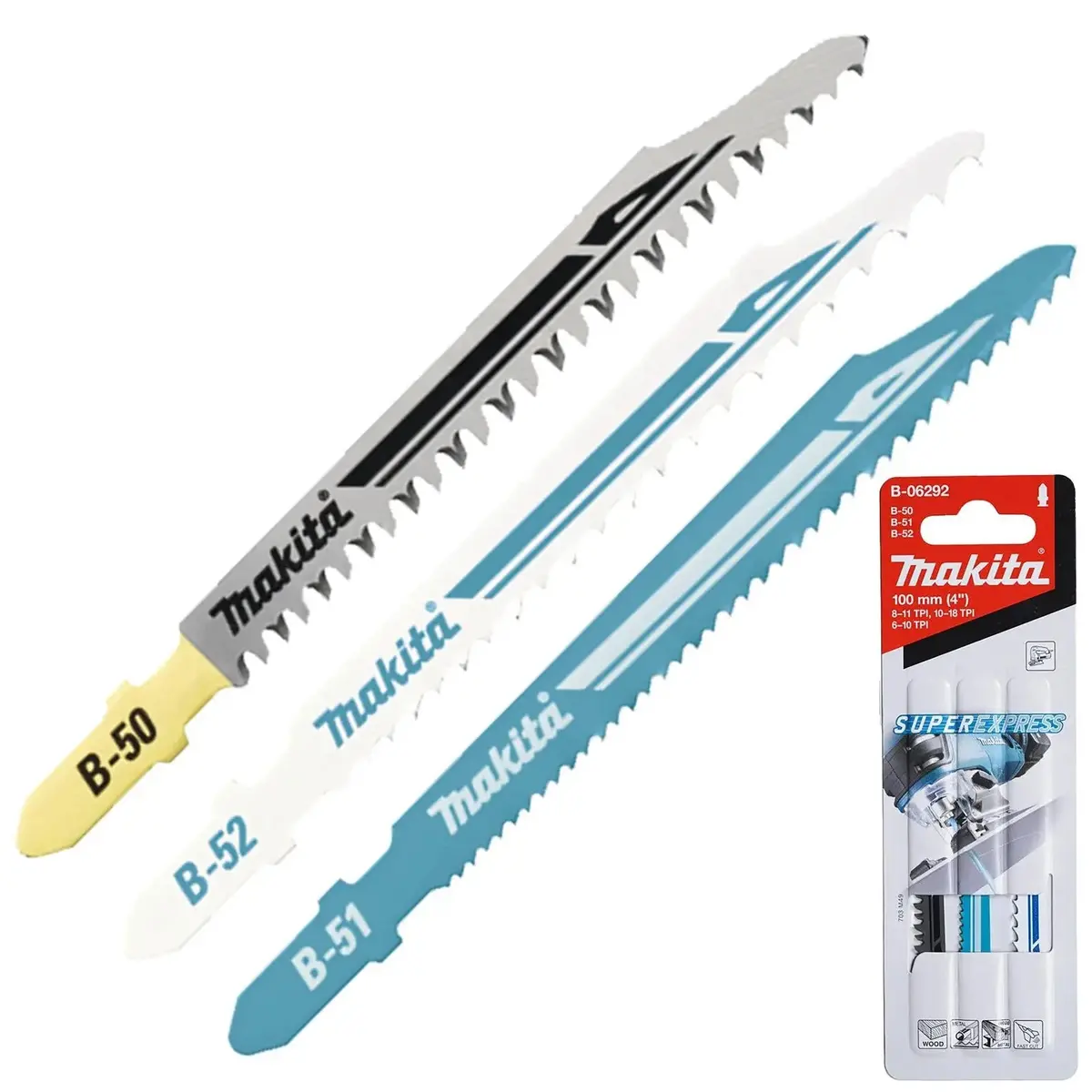 Makita Jigsaw Blade Set 3 Piece For Wood And Plastic Type B50 B51 B52 B-06292 1