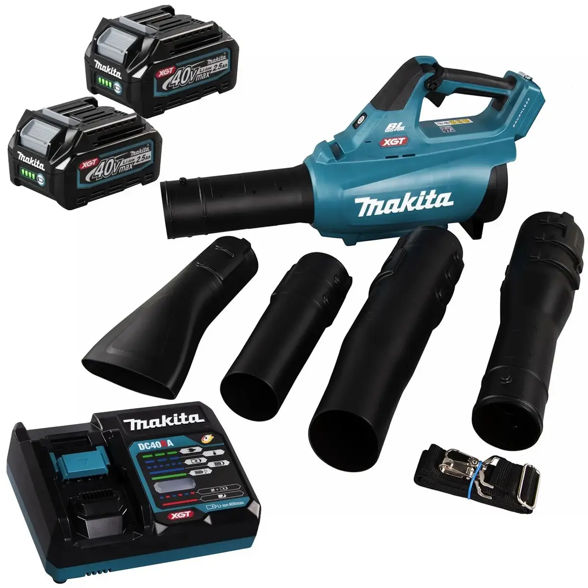 Makita Leaf Blower 40V Xgt Brushless Cordless 2 X 2.5Ah Battery And Rapid Charger 17N Garden Grass Clippings Construction Ub001gd202 1