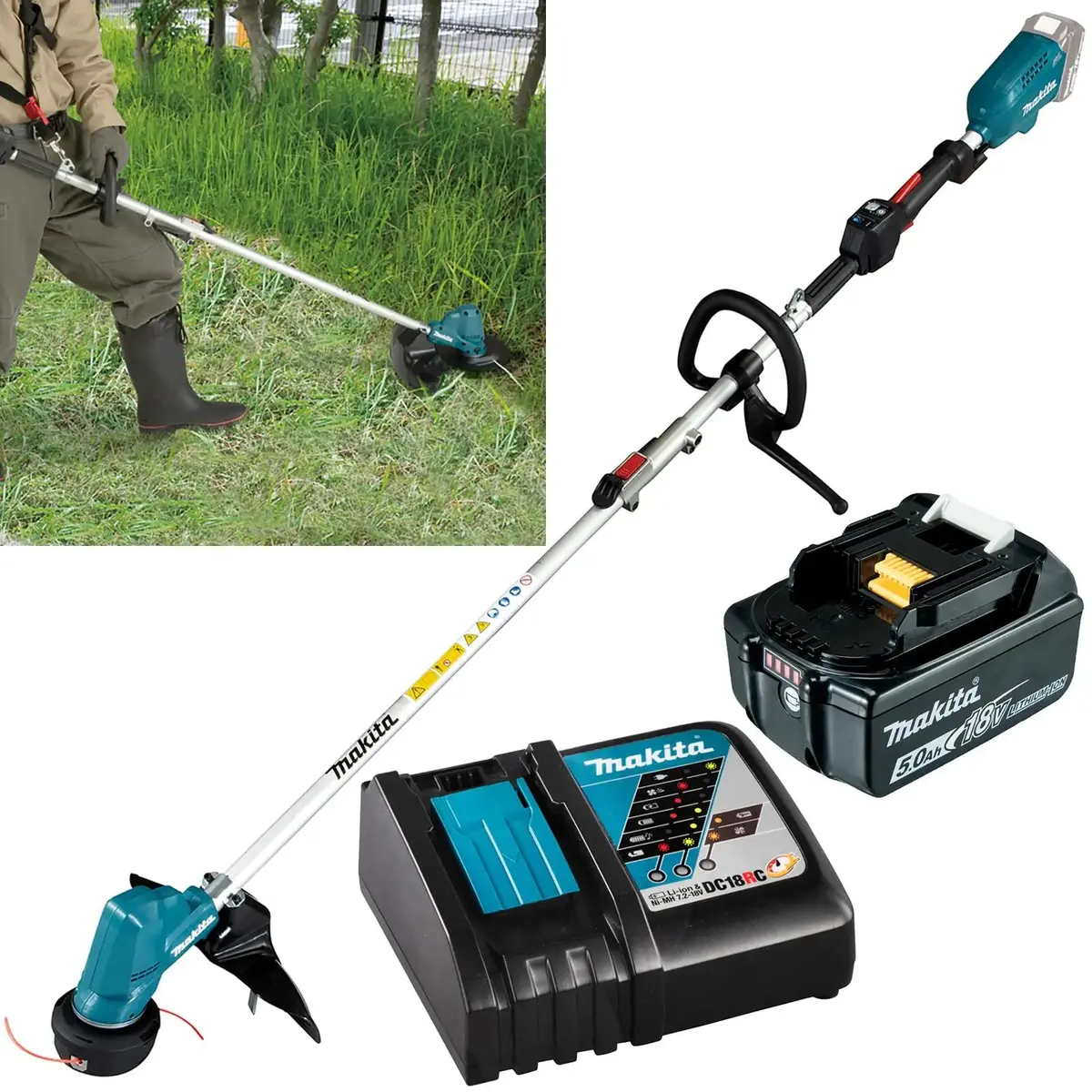 Makita Line Trimmer Strimmer Kit 18V Lxt Brushless Cordless Garden Lawn Strimming 5Ah Battery And Charger Dur191lrt8 1