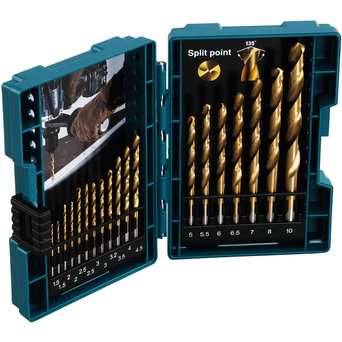 Makita Metal Drill Bit Set Hss-Tin 19 Pieces In Case 1.5-10Mm D-67527 1
