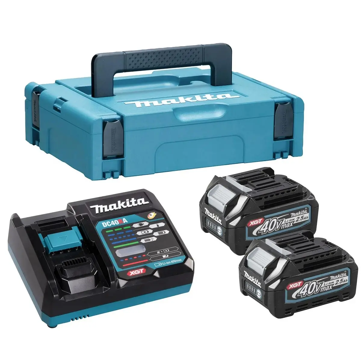 Makita Power Source Kit 40V Xgt 2 X Bl4025 2.5Ah Batteries Dc40ra 240V Charger In Makpac Type 1 Case 1
