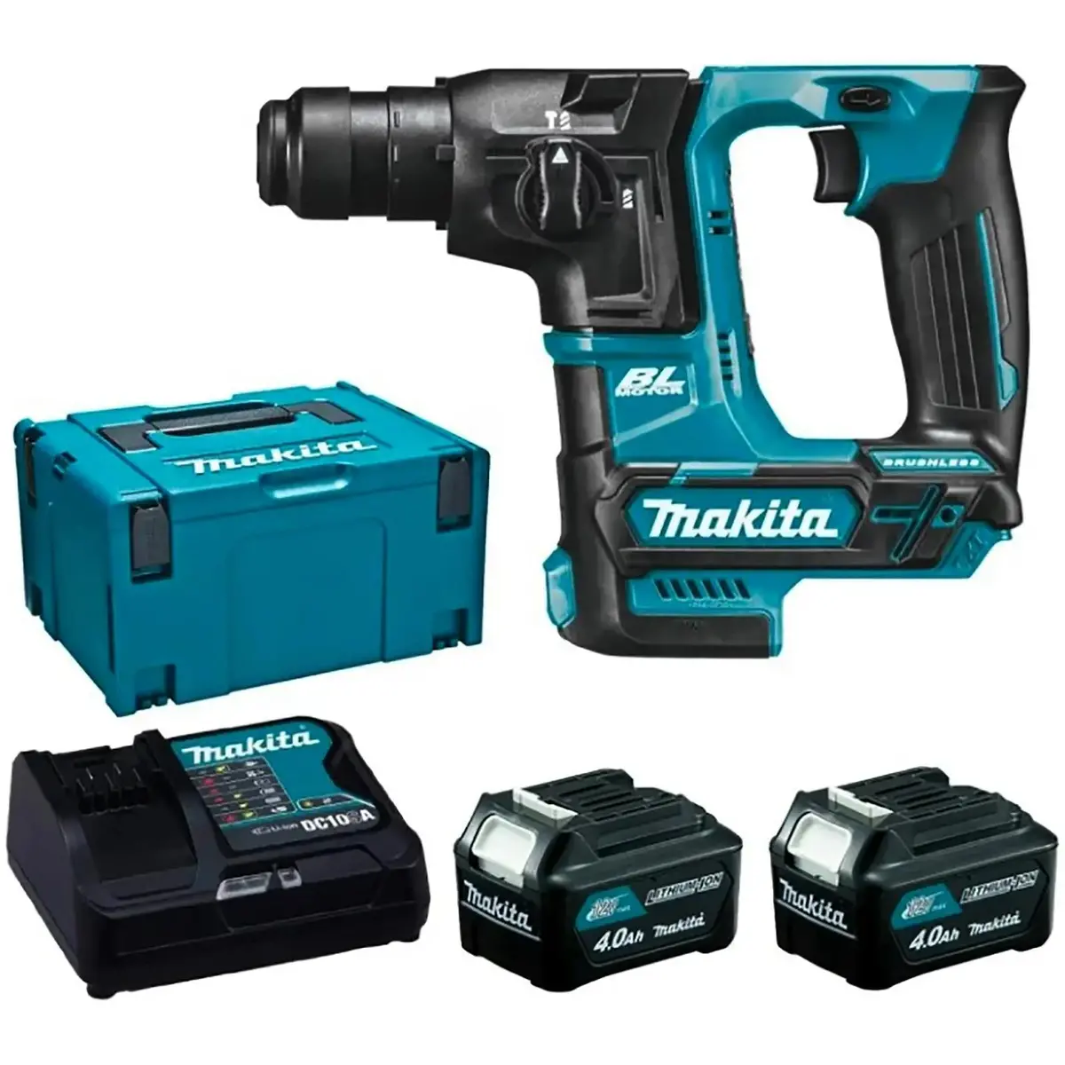 Makita Rotary Hammer Drill Set Sds+ Plus Compact Brushless Cxt 2 X 4Ah Battery Charger Makpac Case 1