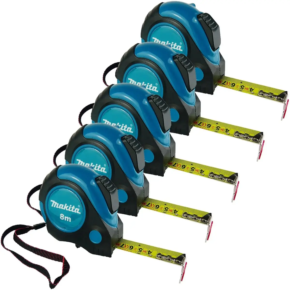 Makita Tape Measure 8M Metric Imperial Auto Lock Magnetic Hook End 5 Pack 1