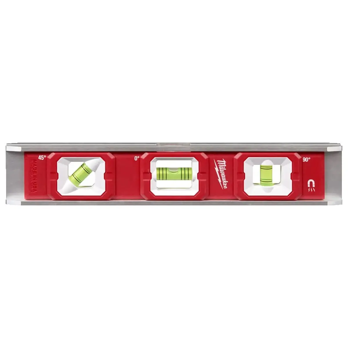 Milwaukee 25Cm Base Torpedo Spirit Level Magnetic Hi-Vis Vials Slim Aluminium Frame Measuring 1