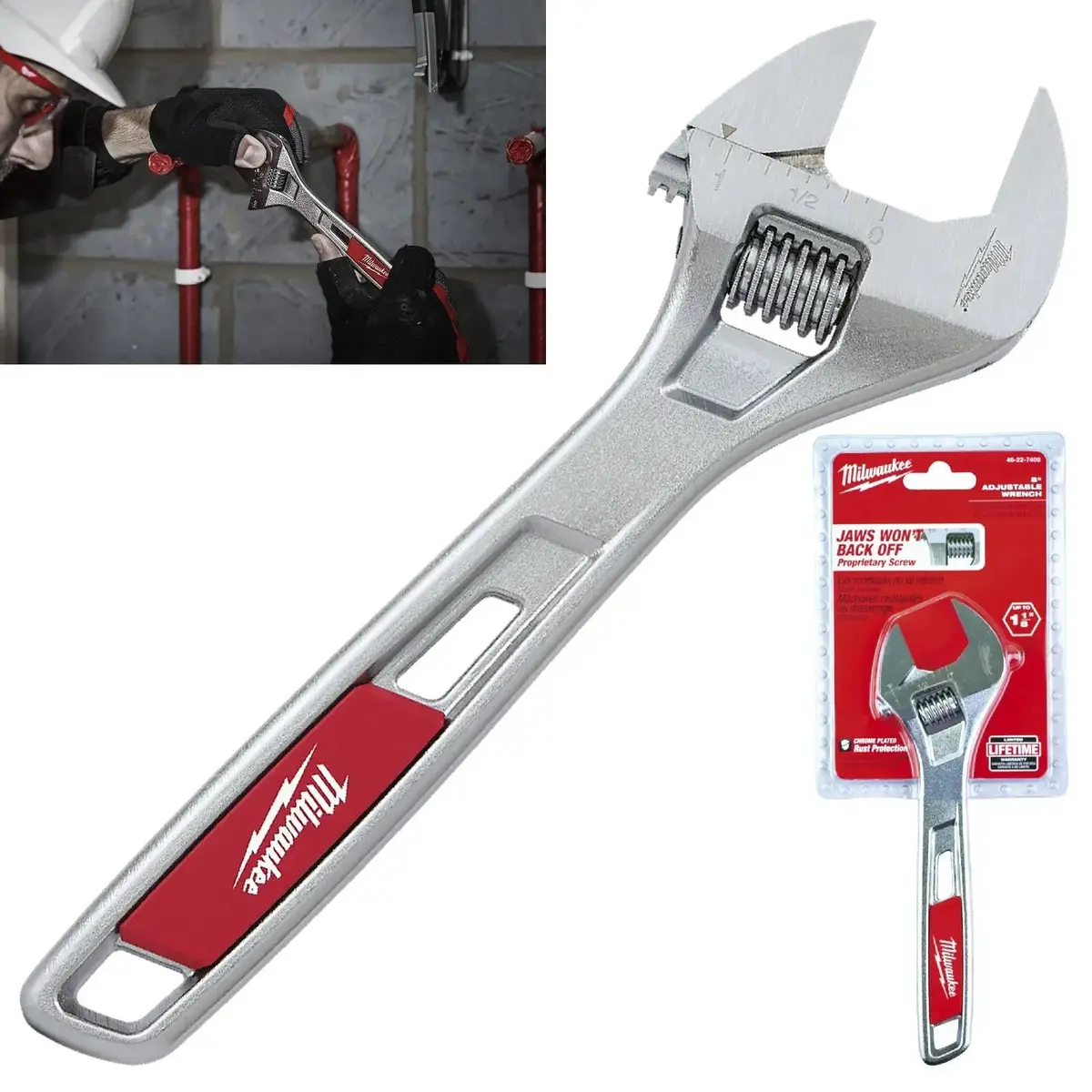 Milwaukee Adjustable Wrench 200Mm Jaw Opening 30Mm 1