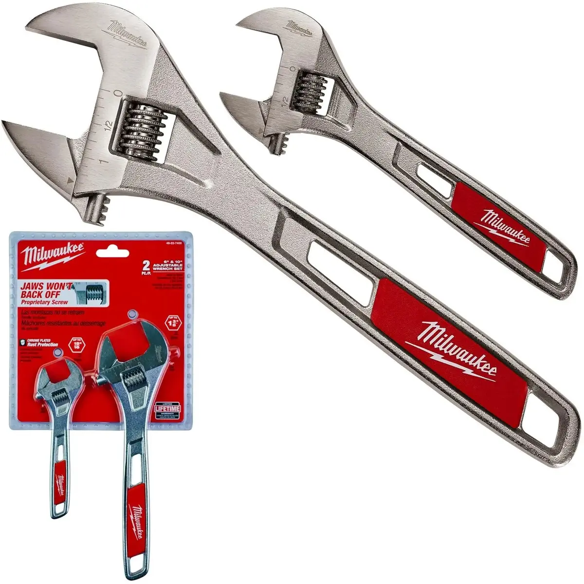 Milwaukee Adjustable Wrench Twin Pack 150Mm + 250Mm 1