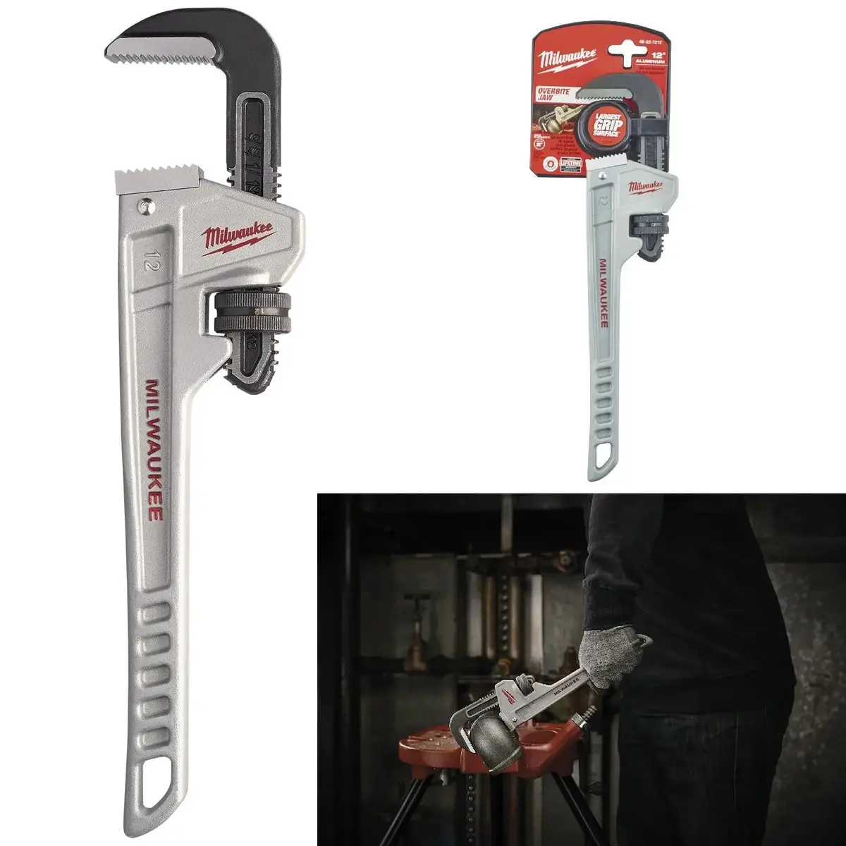 Milwaukee Aluminium Pipe Wrench 300Mm 12In Jaw Capacity 51Mm 1