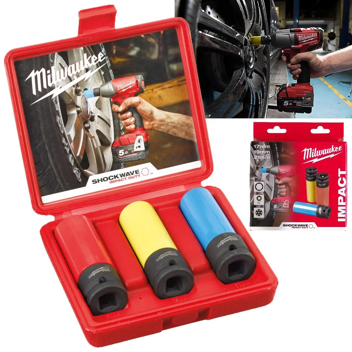 Milwaukee Automotive Impact Socket Set Shockwave Impact Duty 3 Piece 1/2" Drive 1