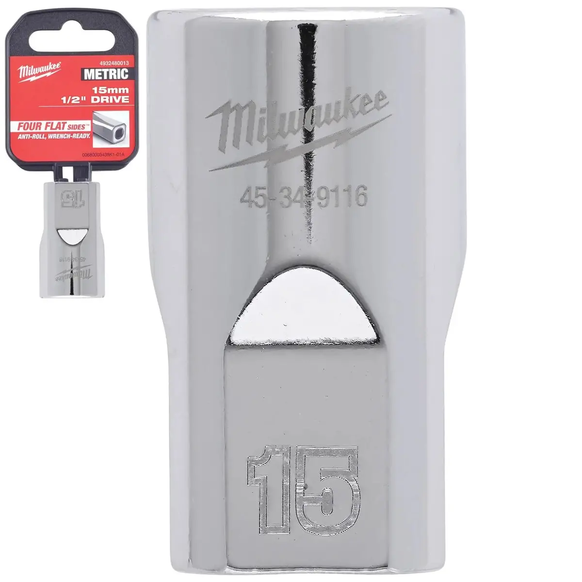 Milwaukee Chrome Socket 1/2" Drive Four Flat Sides Metric Standard 8-36Mm Individual - Choose Size 8