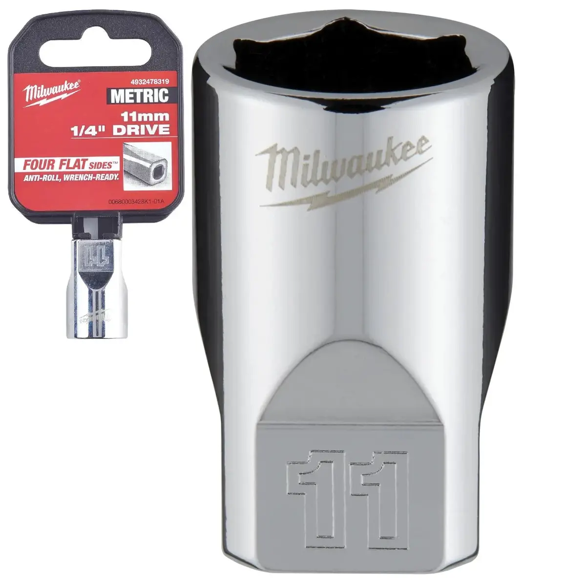 Milwaukee Chrome Socket 1/4" Drive Four Flat Sides Metric Standard 4-15Mm Individual 10