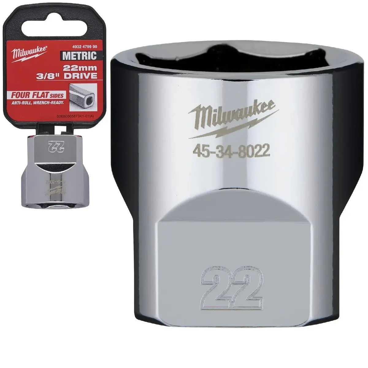 Milwaukee Chrome Socket 3/8" Drive Four Flat Sides Metric Standard 6-24Mm Individual 17