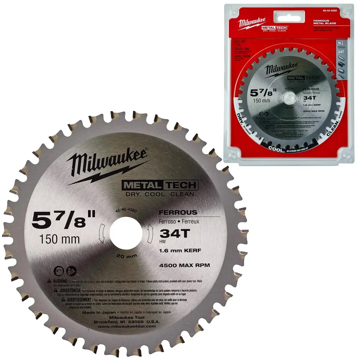 Milwaukee Circular Saw Blade For Metal 150Mm X 20Mm Bore 34 Tooth 1