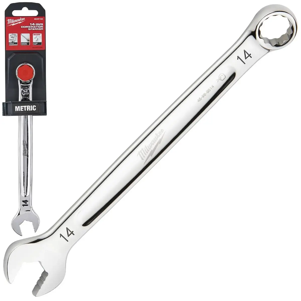 Milwaukee Combination Spanner Max Bite Open End Ring Spanners - Choose Size 9