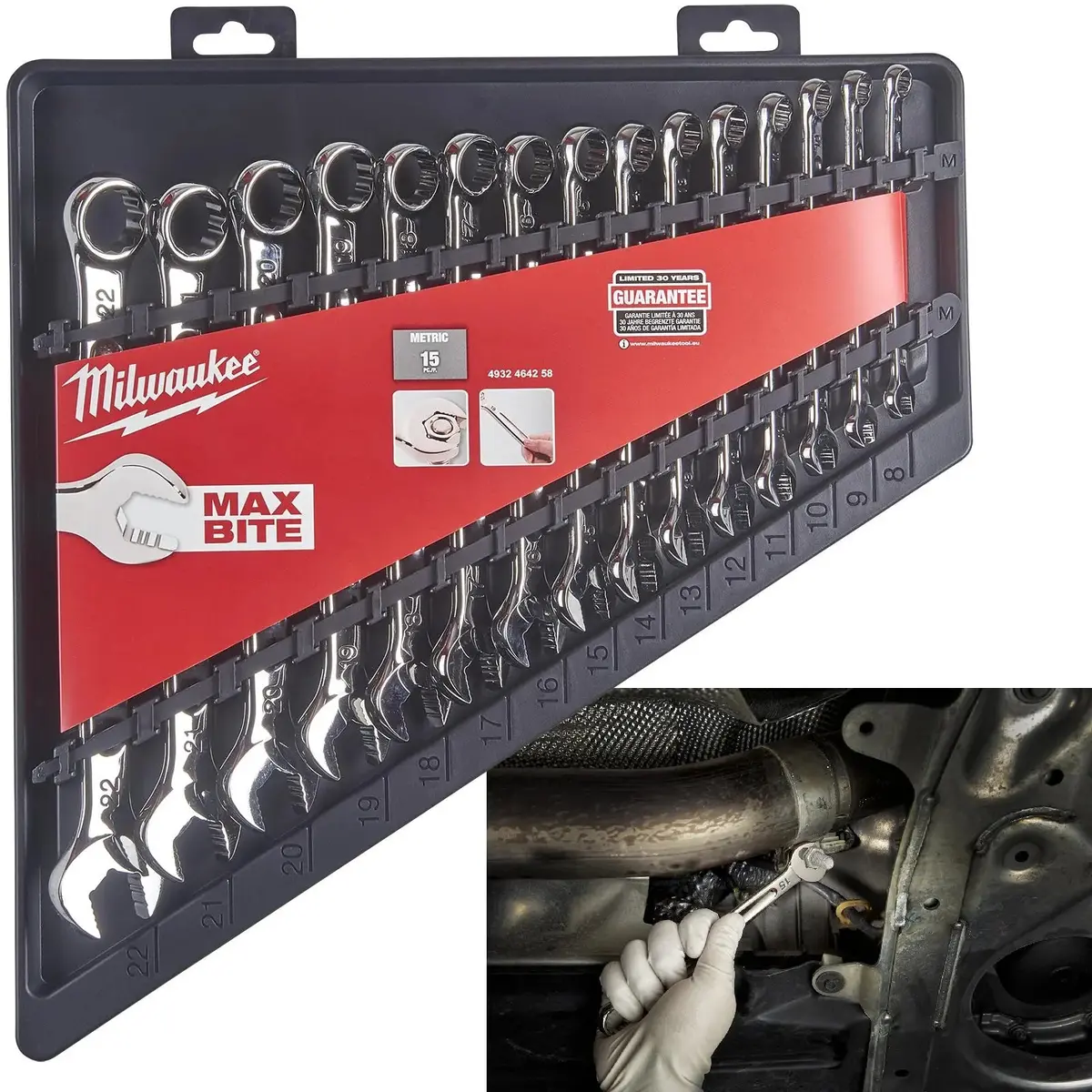 Milwaukee Combination Spanner Set Max Bite 15 Pieces 8 - 22Mm 1