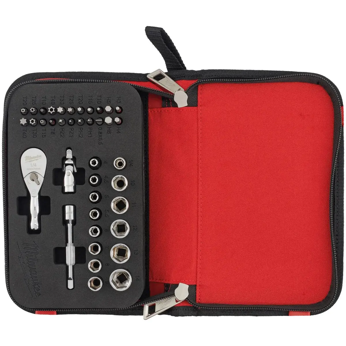 Milwaukee Compact Ratchet Set 1/4" Drive 4-14Mm In Textile Case 39 Pieces 1