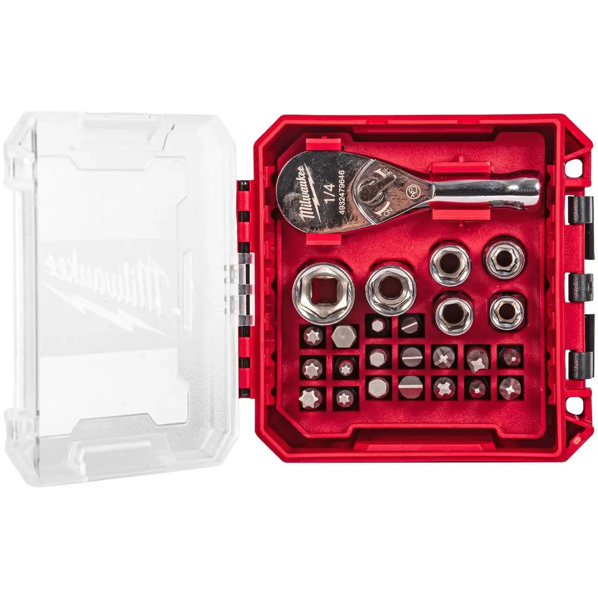 Milwaukee Compact Ratchet Set 1/4" Drive In Packout Compatible Box 25 Piece 1