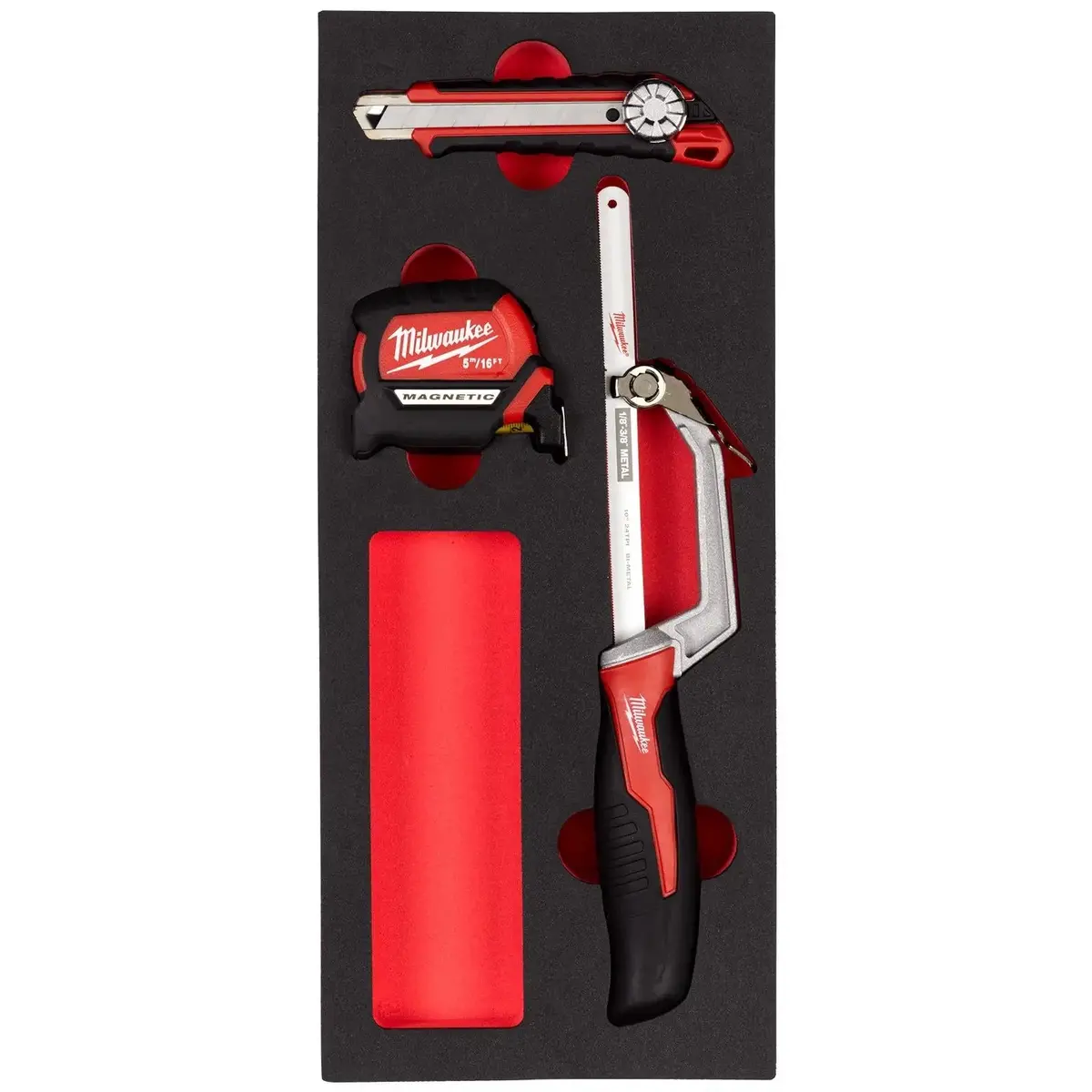 Milwaukee Cutting And Measuring Set Eva Foam Insert 3 Pieces Tape Measure Hacksaw 1