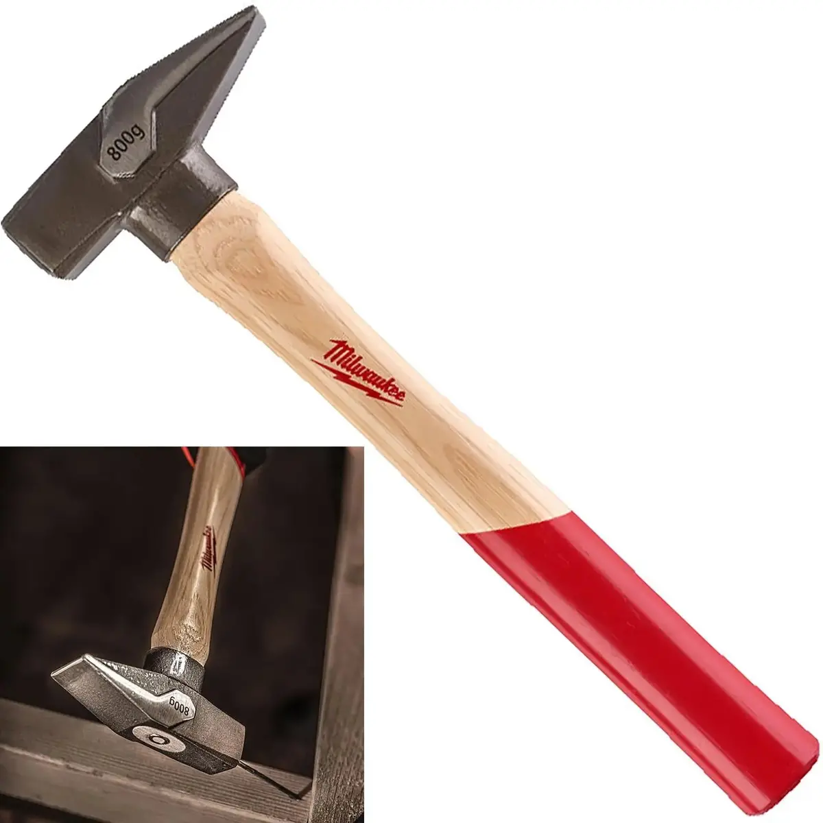 Milwaukee Engineers Hammer With Hickory Wooden Shaft 800G 1
