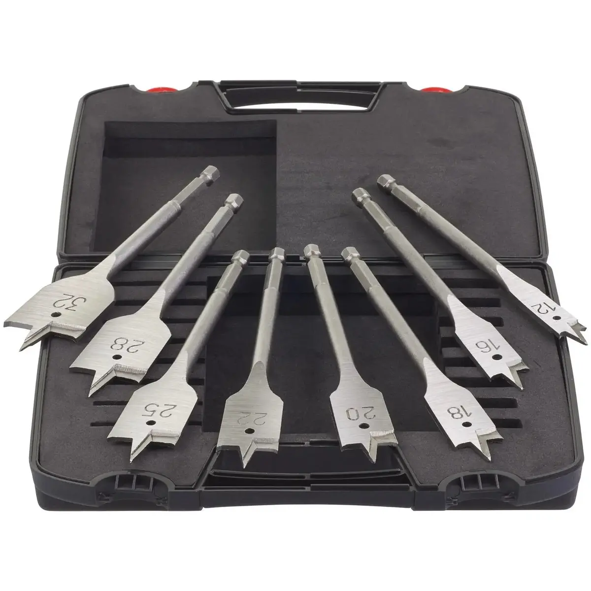 Milwaukee Flat Wood Drill Bit Set In Case 1/4" Hex Shank 12-32Mm 8 Pieces 1