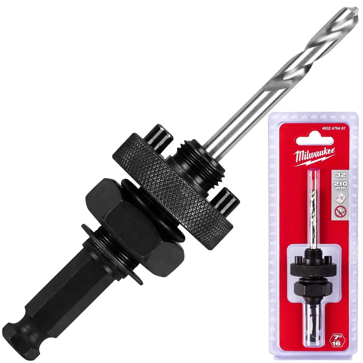 Milwaukee Holesaw Arbor 32-210Mm 9.5Mm Hex Shank Hole Saw Attachment 1