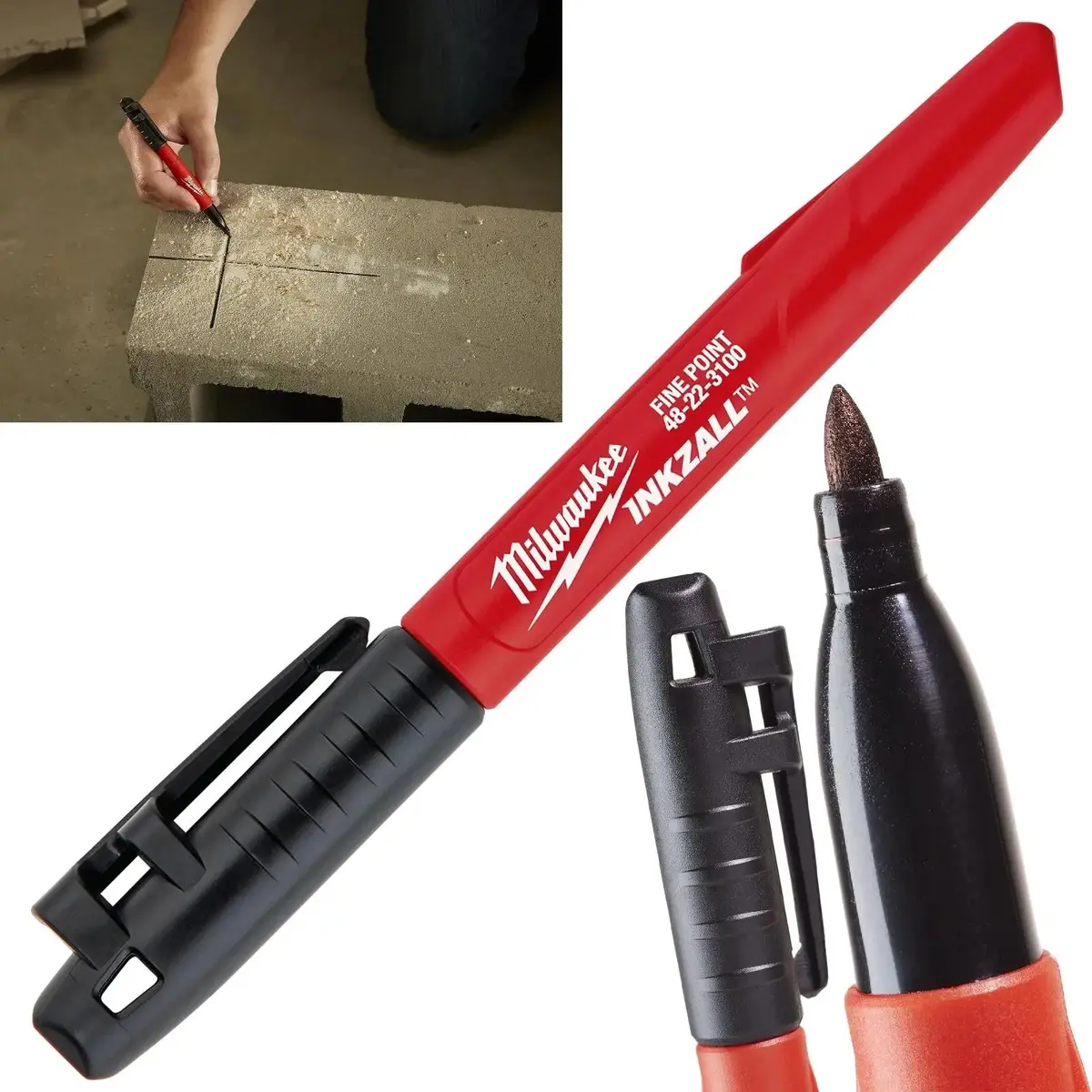 Milwaukee Inkzall Fine Tip Marker Pen Black 1Mm Tip 1