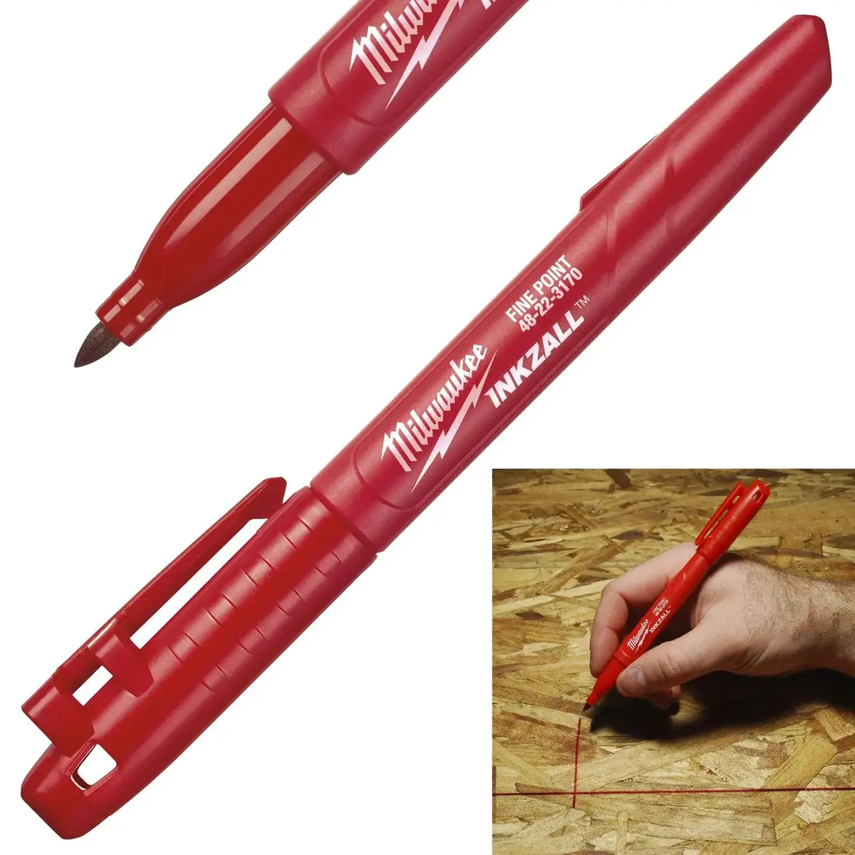 Milwaukee Inkzall Fine Tip Marker Pen Red 1Mm Tip 1