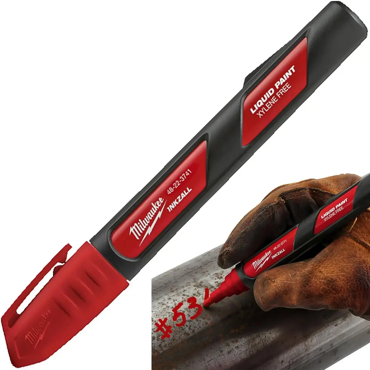 Milwaukee Inkzall Liquid Paint Marker Pen Red 1