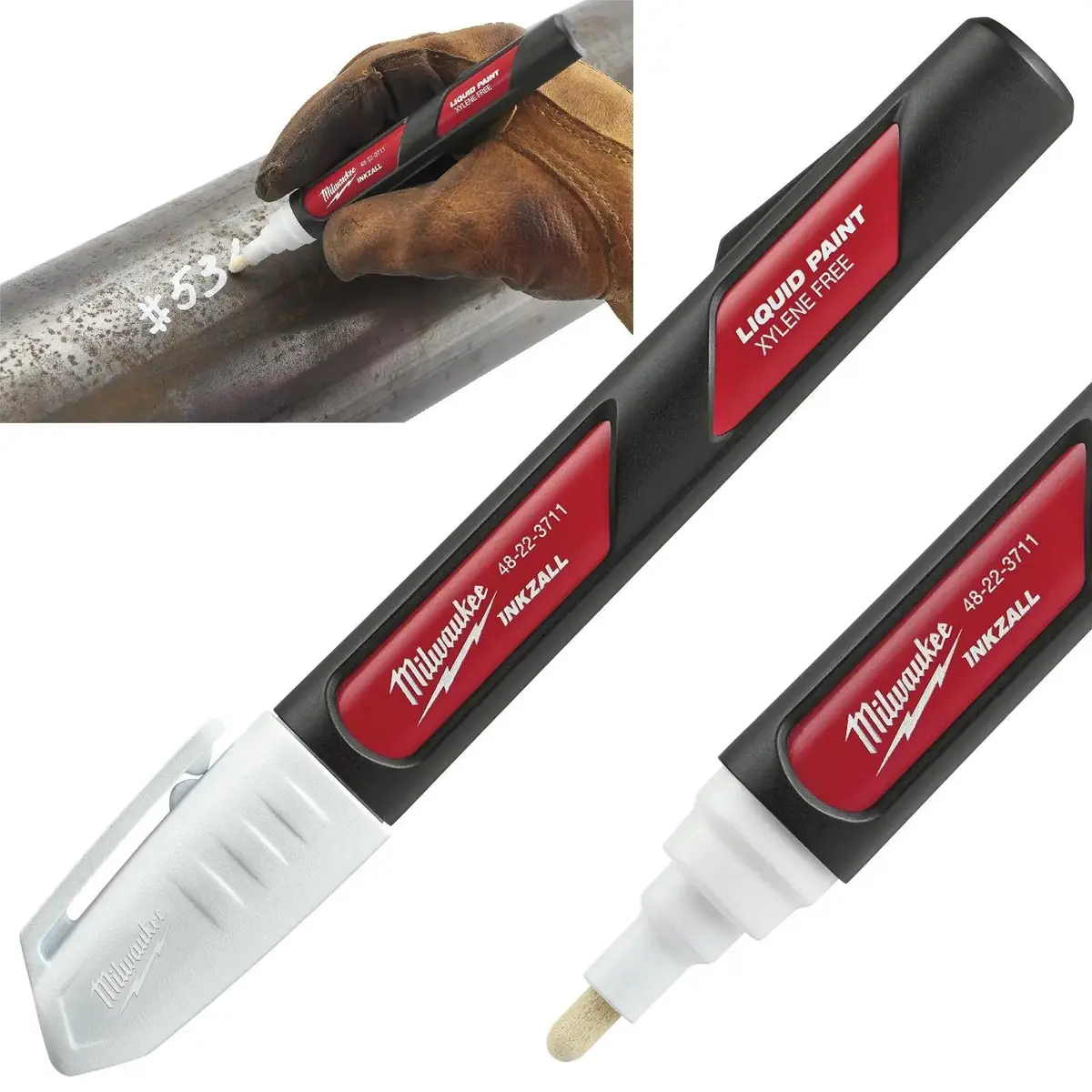 Milwaukee Inkzall Liquid Paint Marker Pen White 1