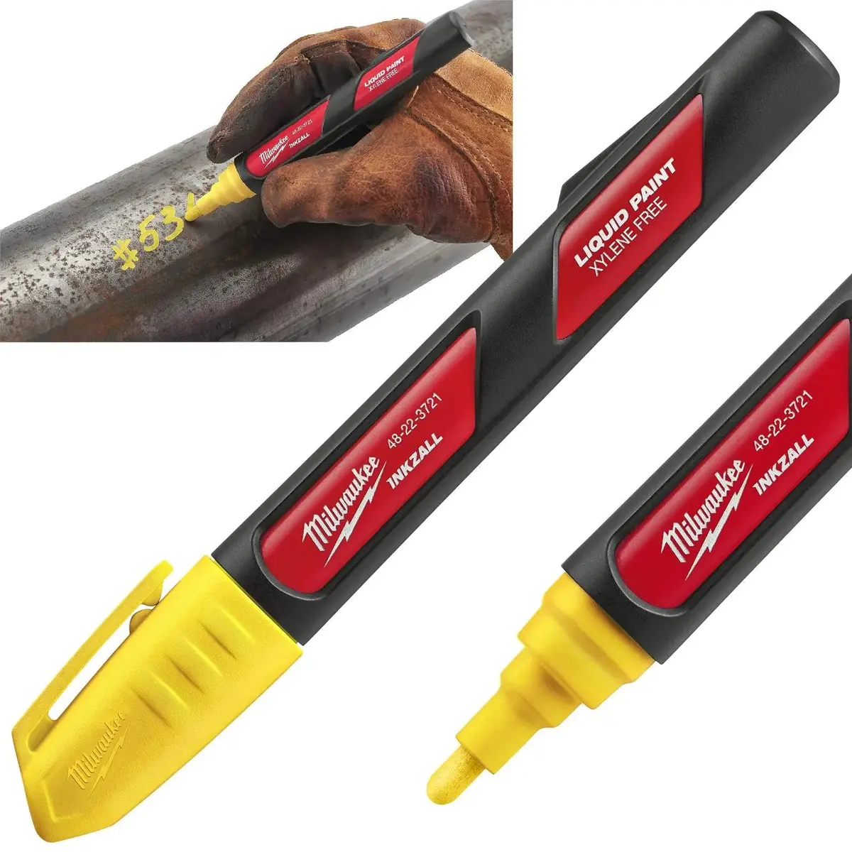 Milwaukee Inkzall Liquid Paint Marker Pen Yellow 1