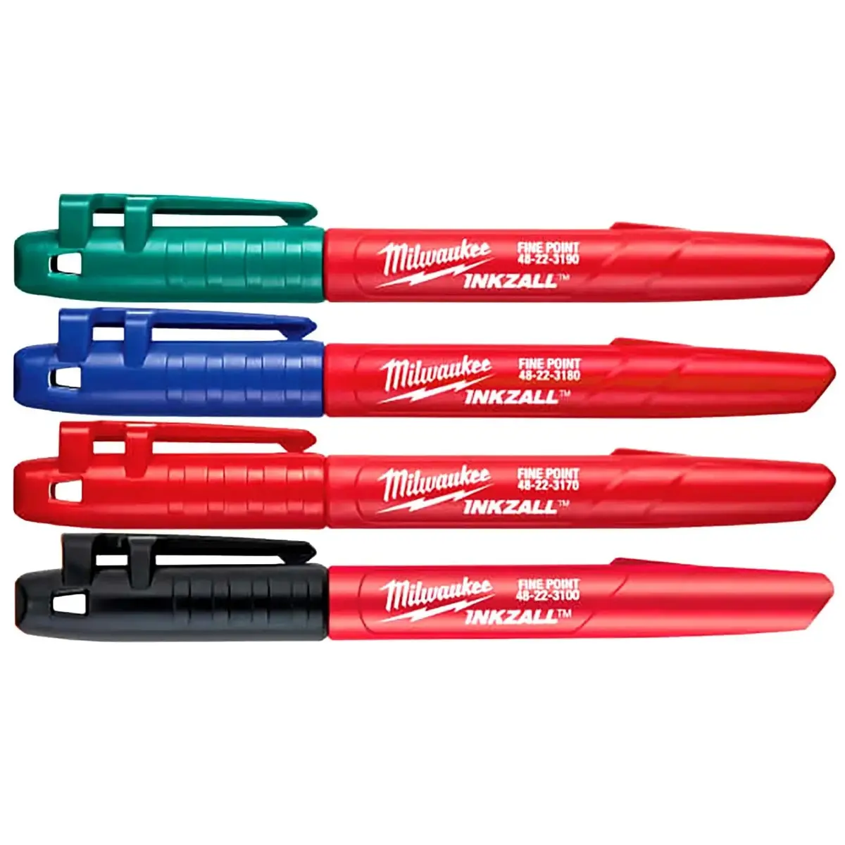 Milwaukee Inkzall Marker Pens 4 Pack Coloured 1Mm Tip 1