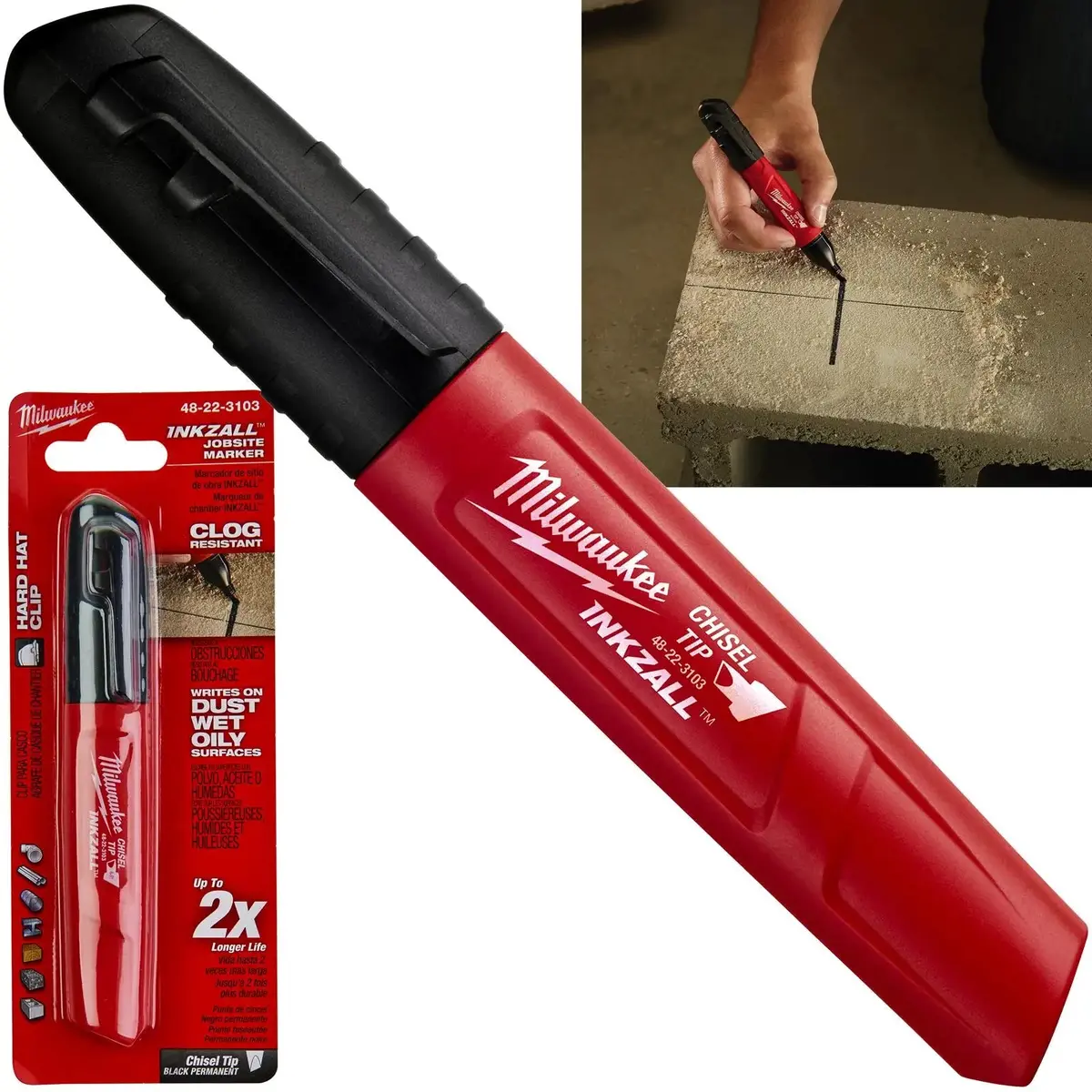 Milwaukee Inkzall Permanent Marker Chisel Point 1-4.8Mm Black 1