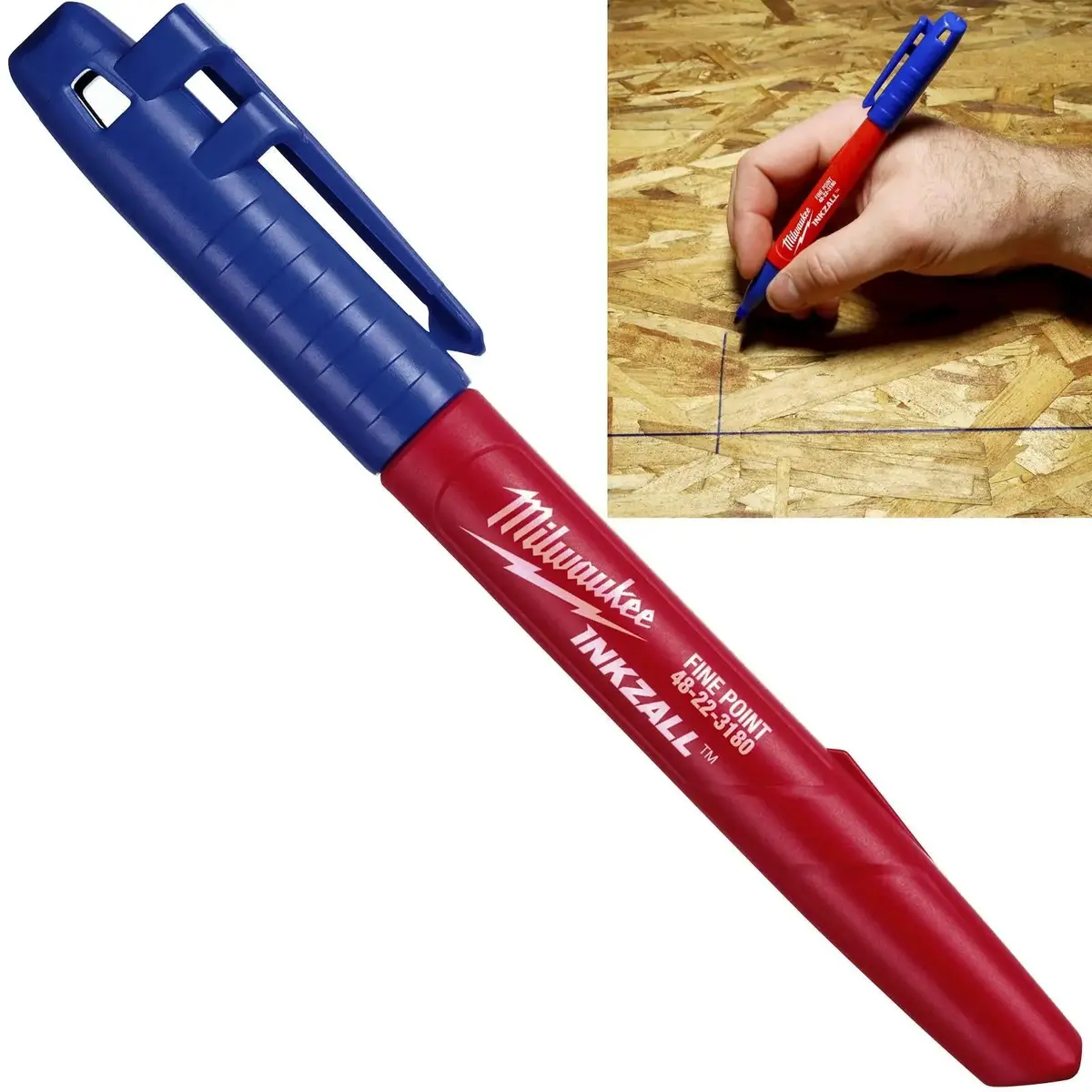 Milwaukee Inkzall Permanent Marker Pen Blue 1Mm Tip 1