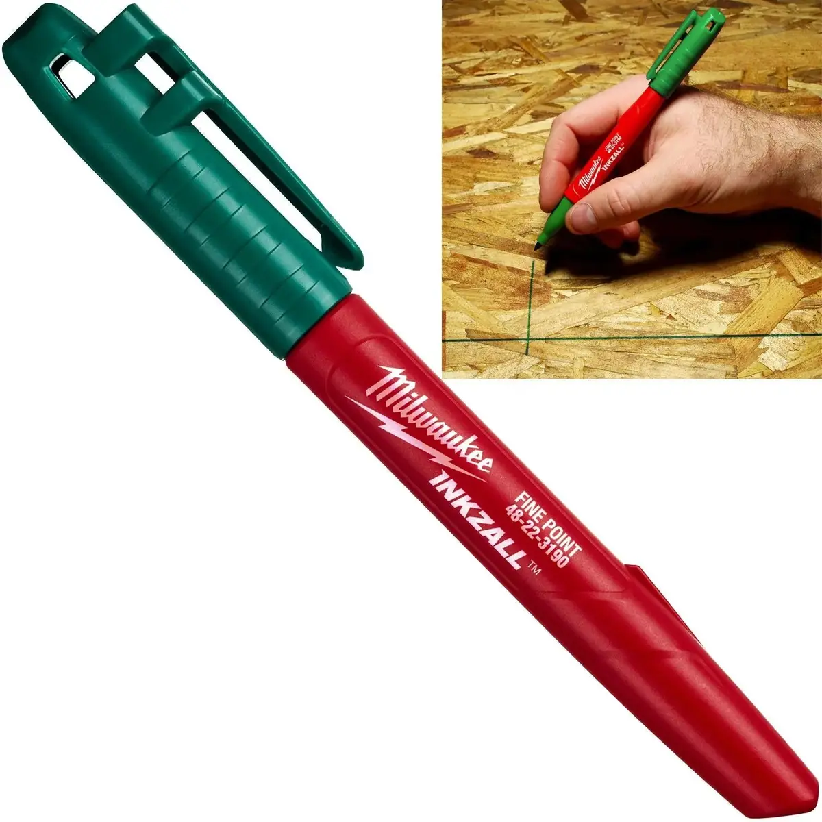 Milwaukee Inkzall Permanent Marker Pen Green 1Mm Tip 1