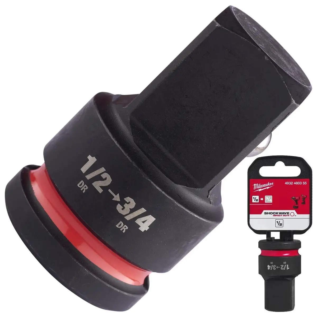 Milwaukee Impact Socket Adaptor 1/2" Drive To 3/4" Drive Shockwave Impact Duty 1