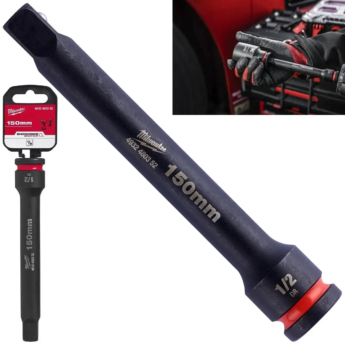 Milwaukee Impact Socket Extension Bar 150Mm 1/2" Drive Shockwave Impact Duty 1