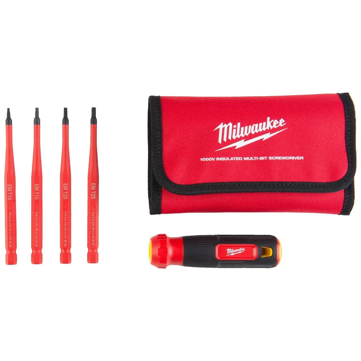 Milwaukee Insulated 4 In 1 Multi Shank Screwdriver Set Vde Torx T10-T25 Slim Shank 1