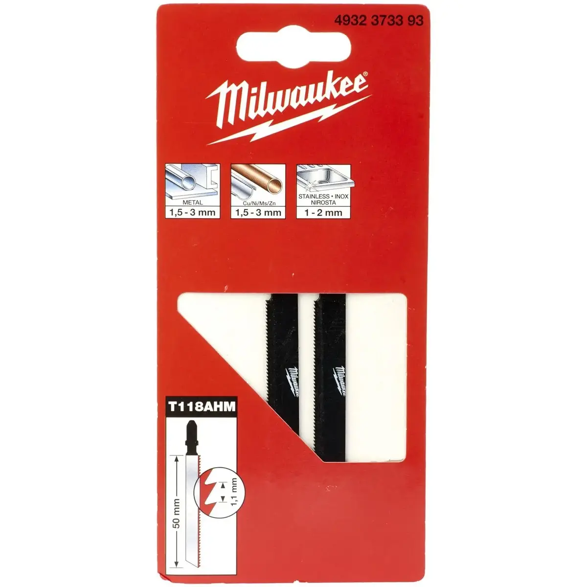 Milwaukee Jigsaw Blades Metal Stainless Steel Blade 50Mm X 1.1Mm T118ahm 2 Pieces 1