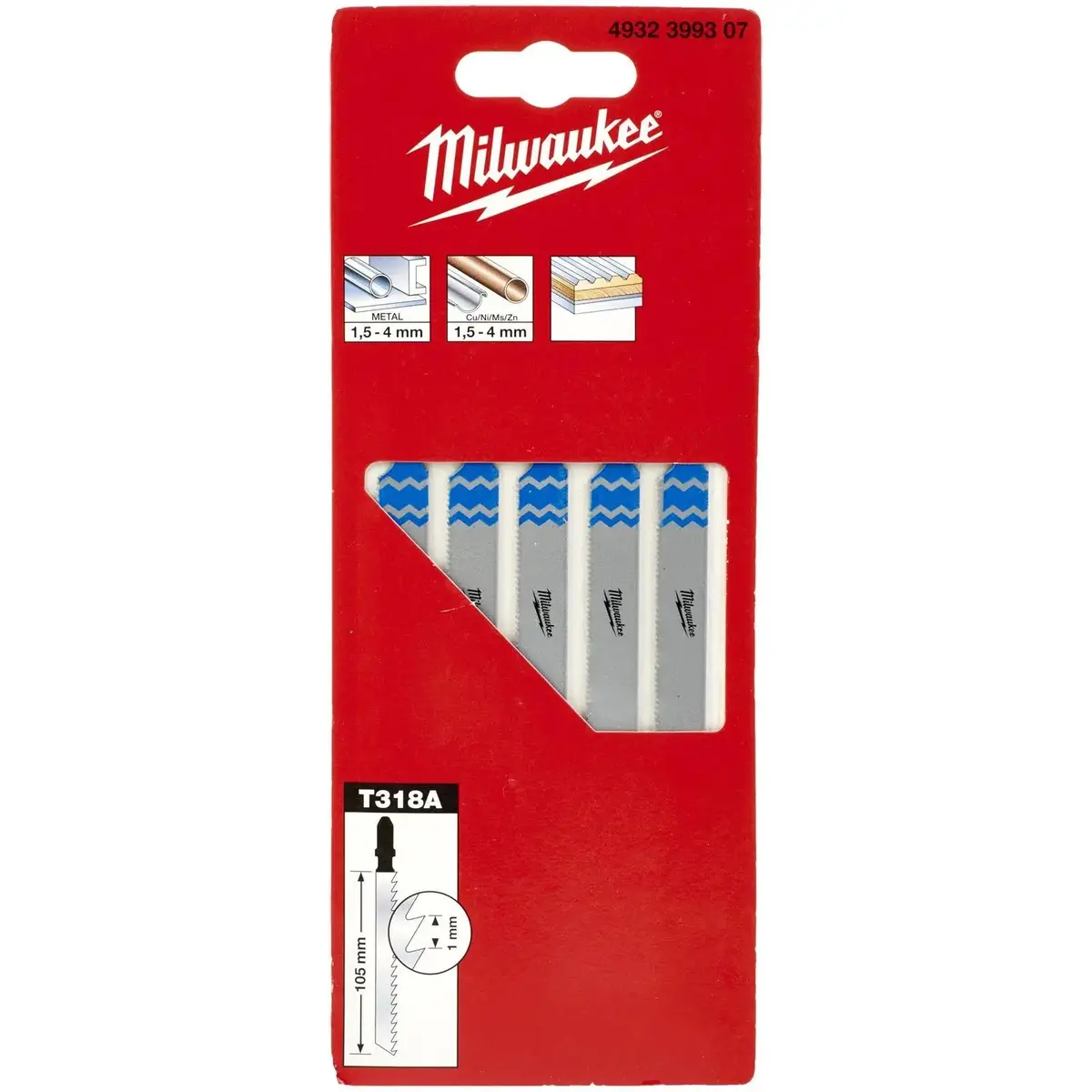Milwaukee Jigsaw Blades Metal Traditional Blade 105Mm X 1Mm T318a 5 Pieces 1