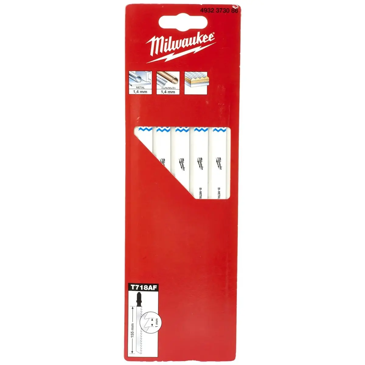 Milwaukee Jigsaw Blades Metal Universal Application Blade Bi-Metal 155Mm X 1.0Mm T718af 5 Pieces 1