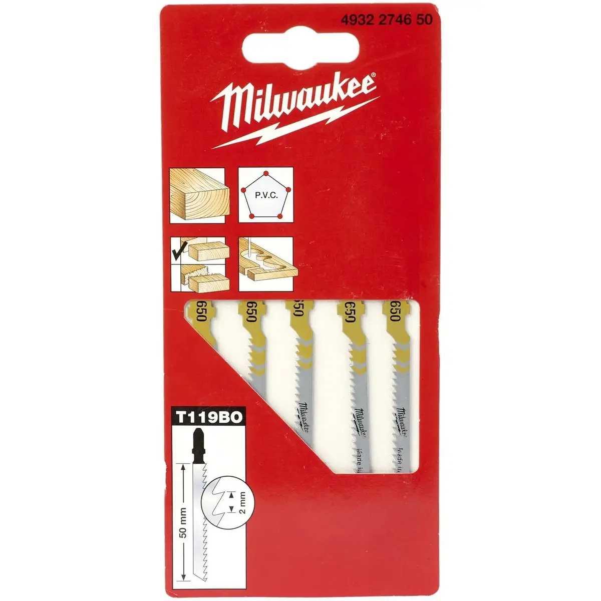 Milwaukee Jigsaw Blades Wood Plastic Curved Cutting Blade 50Mm X 2Mm T119bo 5 Pieces 1